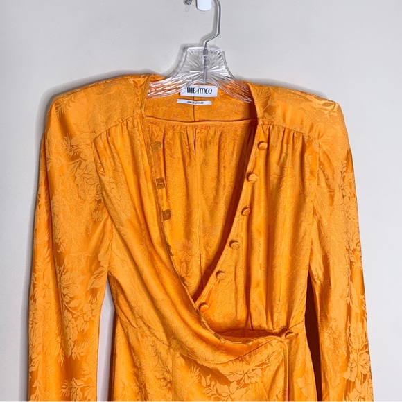 The Attico Caravan Rose Satin Jacquard Mini Dress (Sz IT 38 / US 0) Orange - Picture 6 of 16